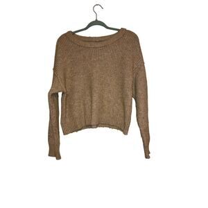 American Eagle Peach Cropped Knit Sweater Size Small